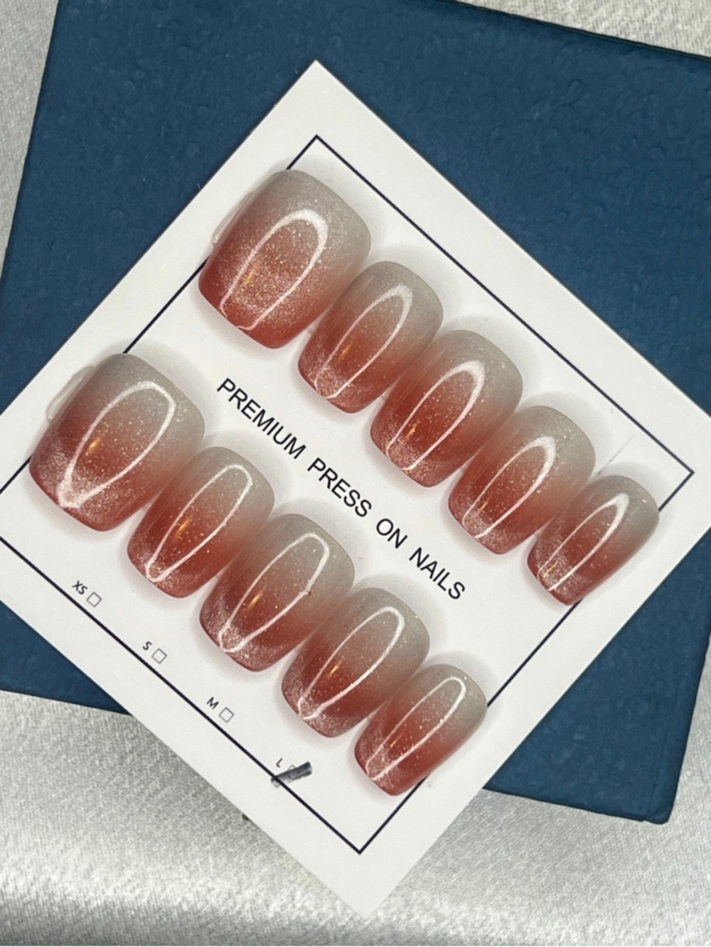 Premium Press-On Nails - Gradient Rose Gold Ombre Set size L